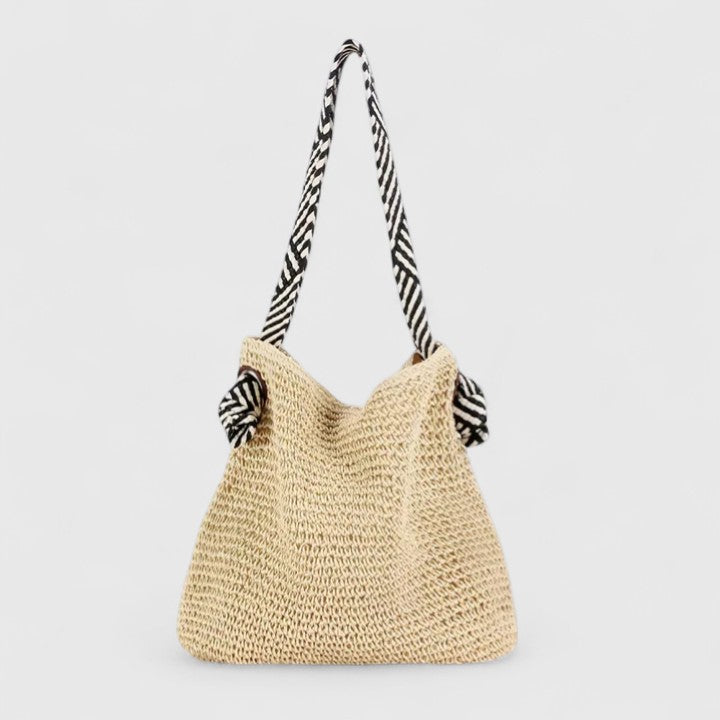 Braided shoulder tote bag styled for casual everyday wear