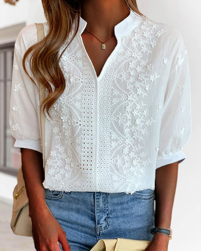 Casual styling of a versatile women's puff sleeve blouse