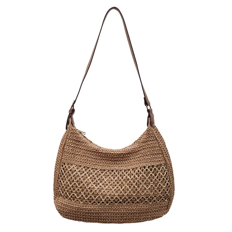 Handmade Woven Rattan Straw Tote Bag Large Capacity Summer Beach Bag
