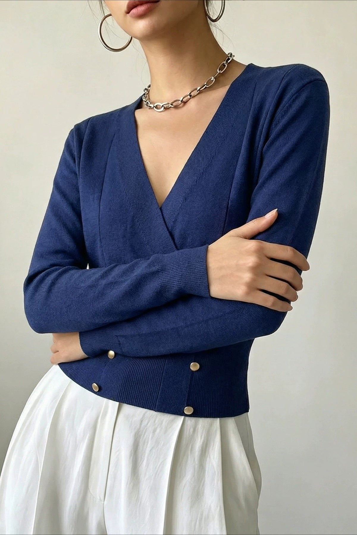 Cardigan styled as a versatile layering piece for everyday wear