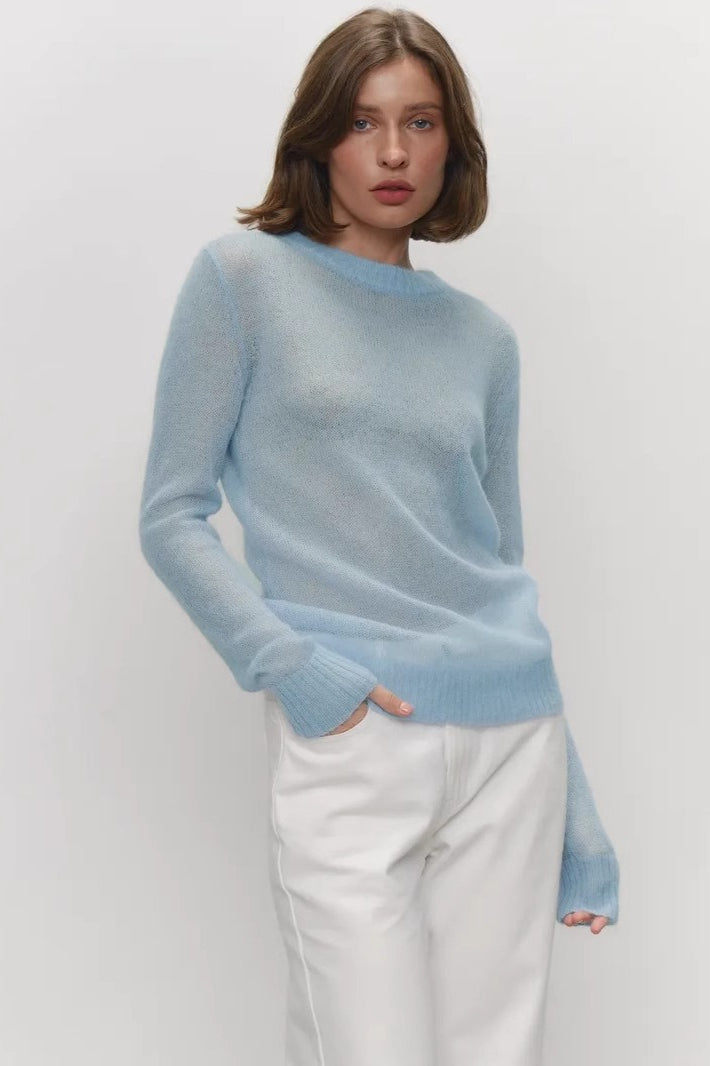 Lightweight Semi-Sheer Crewneck Sweater