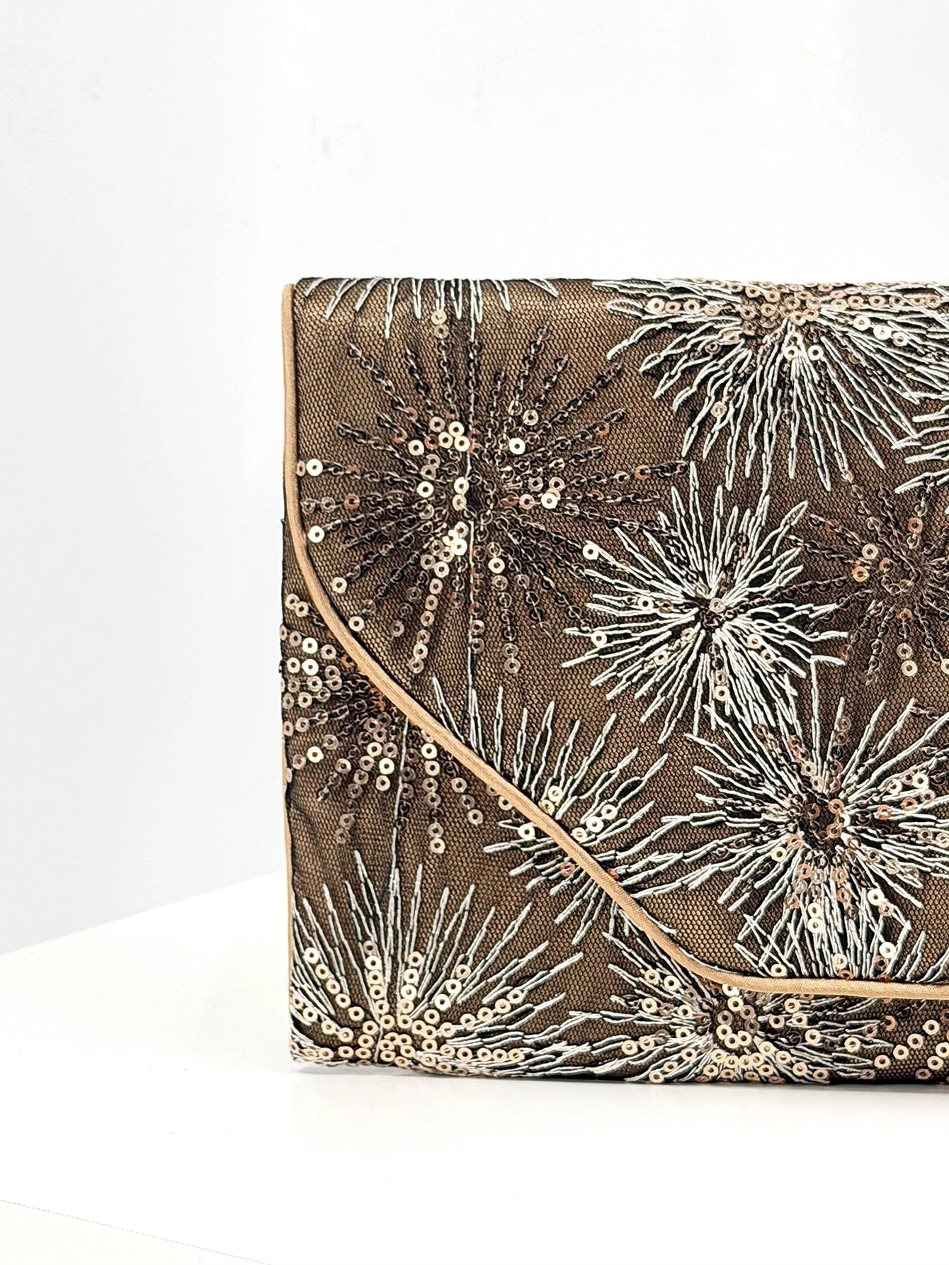 Sequin Embroidered Lightweight Evening Clutch Bag