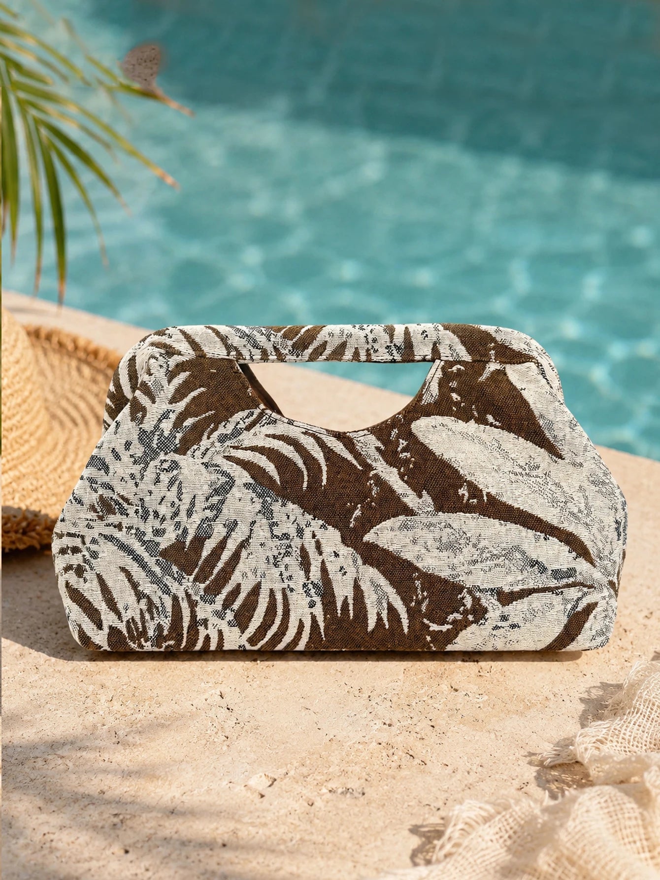 Vintage Floral Leaf Clutch Bag