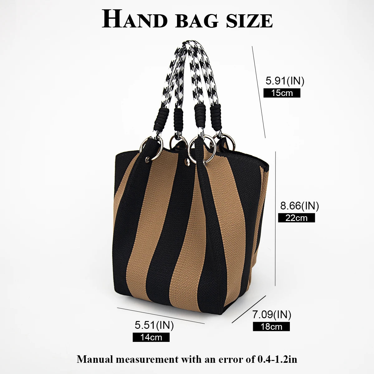 Knitted Large Capacity Wide Stripe Handbag
