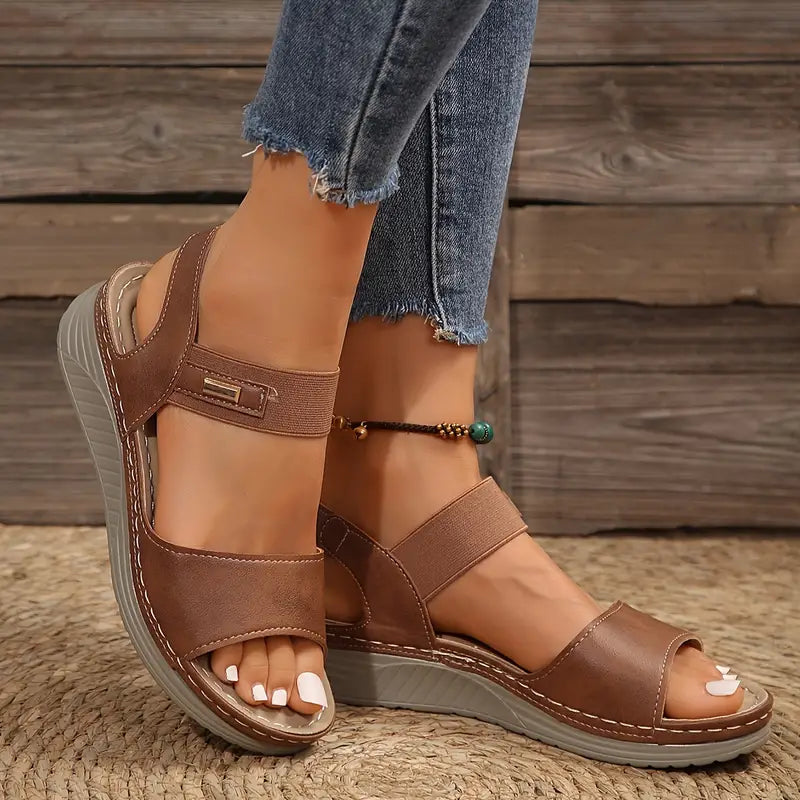 Close-up view of women's comfort sandals