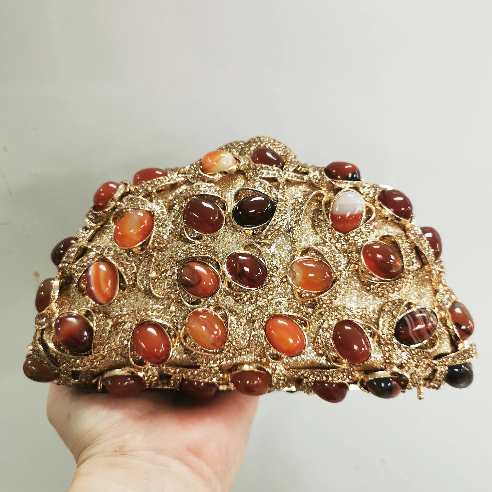 Golden Crystal Evening Clutch Bag