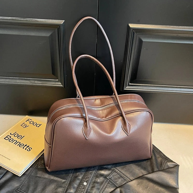 Soft Luxury Bowling-Style Shoulder Bag