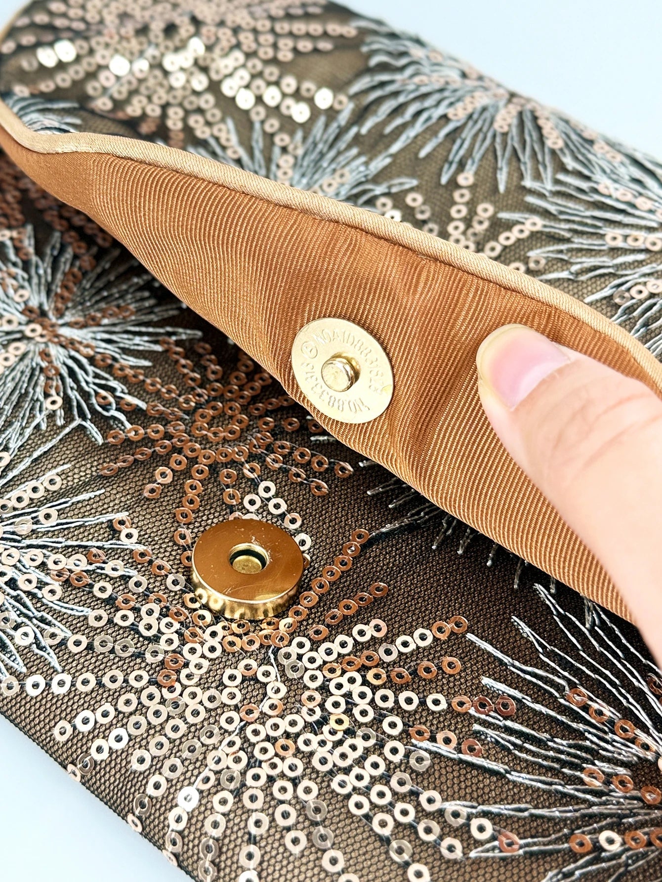 Sequin Embroidered Lightweight Evening Clutch Bag
