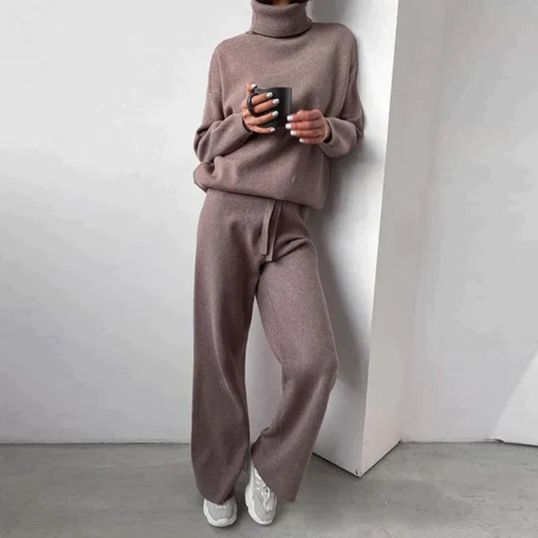 Women's Brown Knit Two-Piece Set