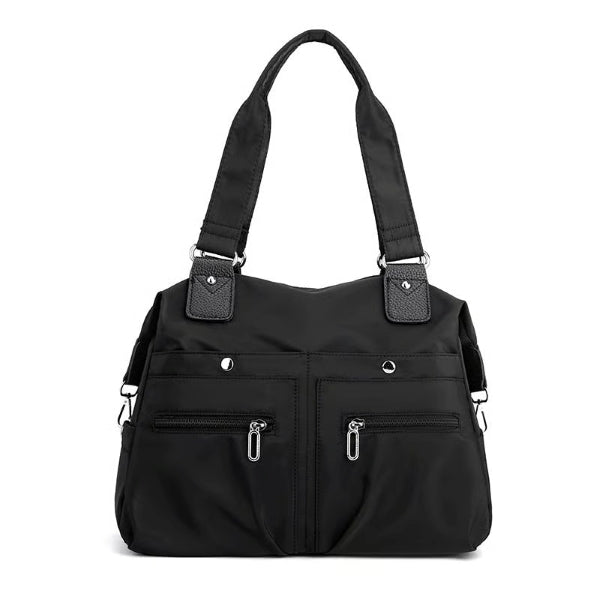 Water-Resistant Nylon Laptop Tote Bag With Multi-Pocket Storage
