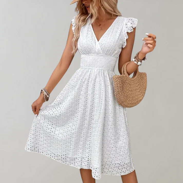 Women's Flutter Sleeve Midi Dress