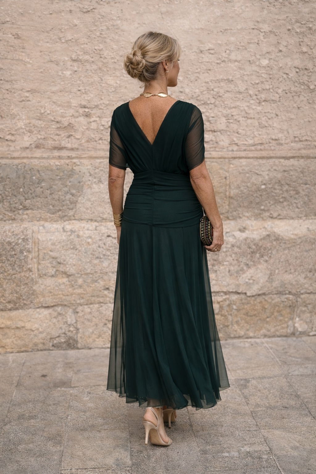 Women's maxi dress featuring a graceful V-neckline