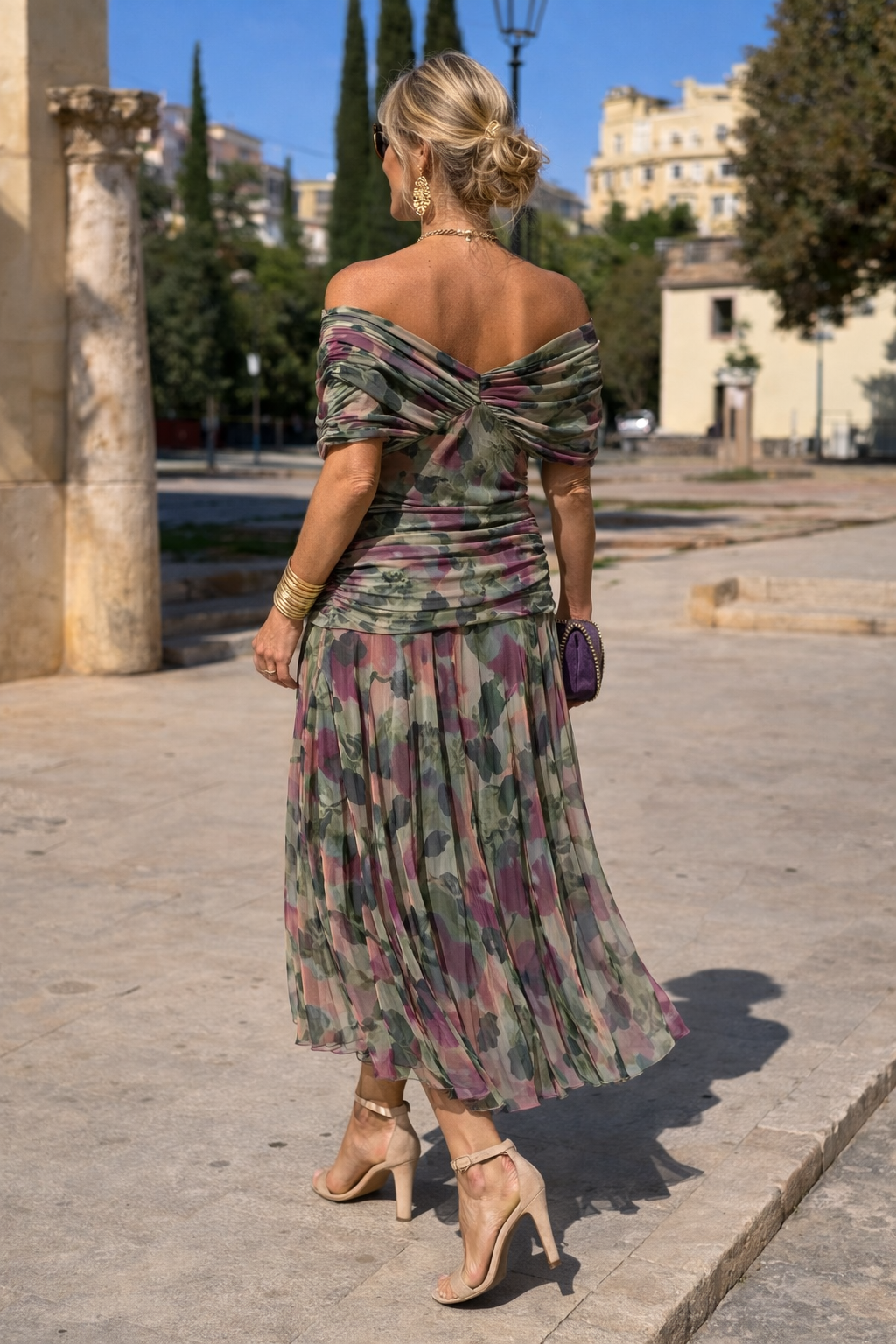 Women's formal maxi dress shown from the front
