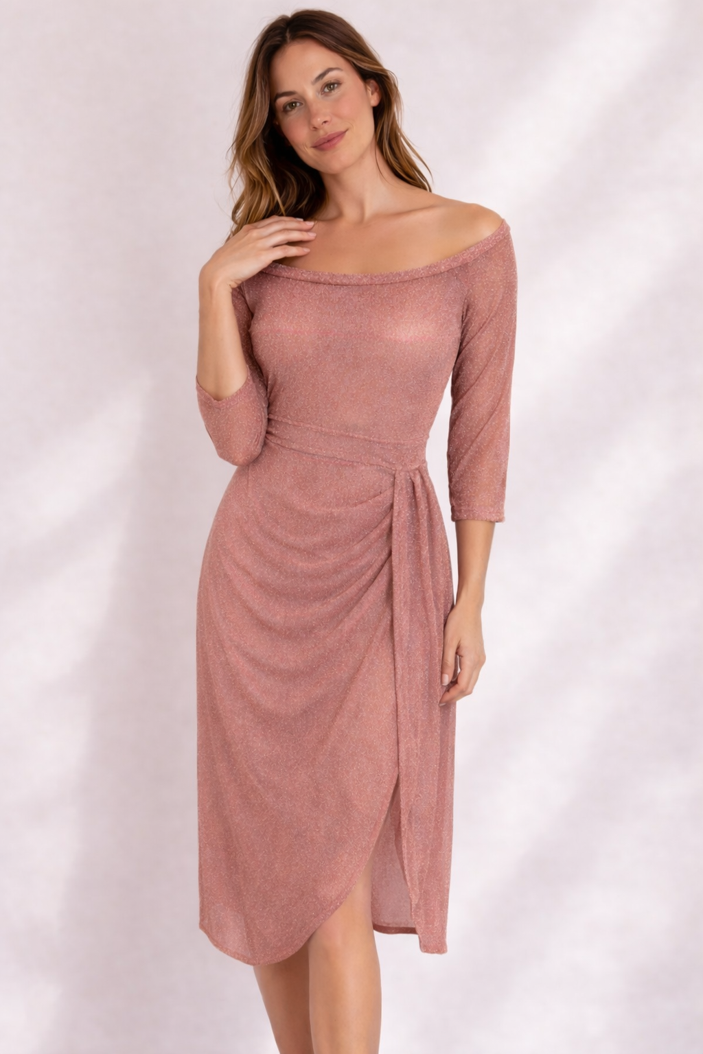 Wedding guest dress with a refined formal silhouette