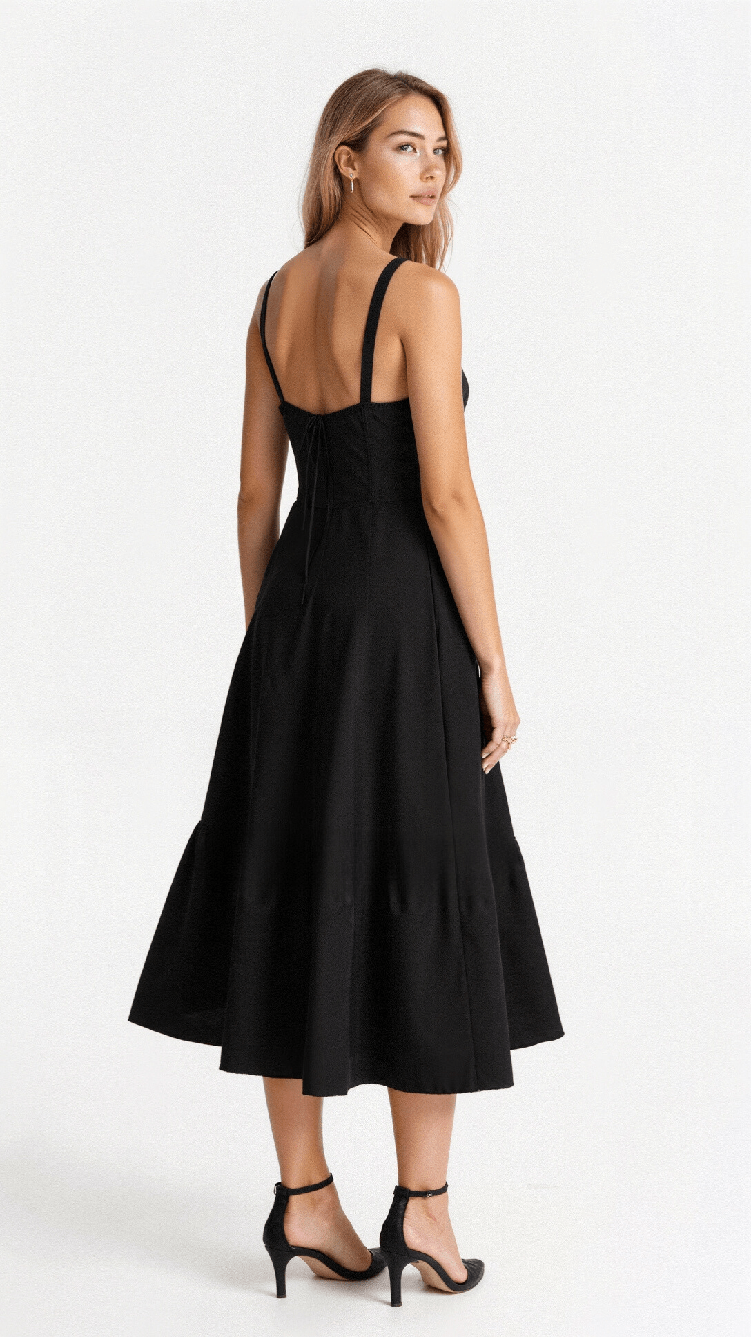 Women's floral dress with a feminine midi-length skirt