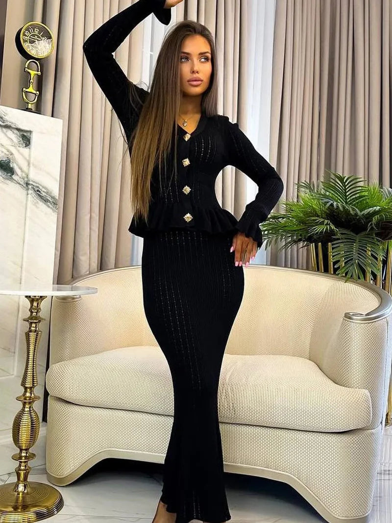 Women's Knitted Two-Piece Office Set