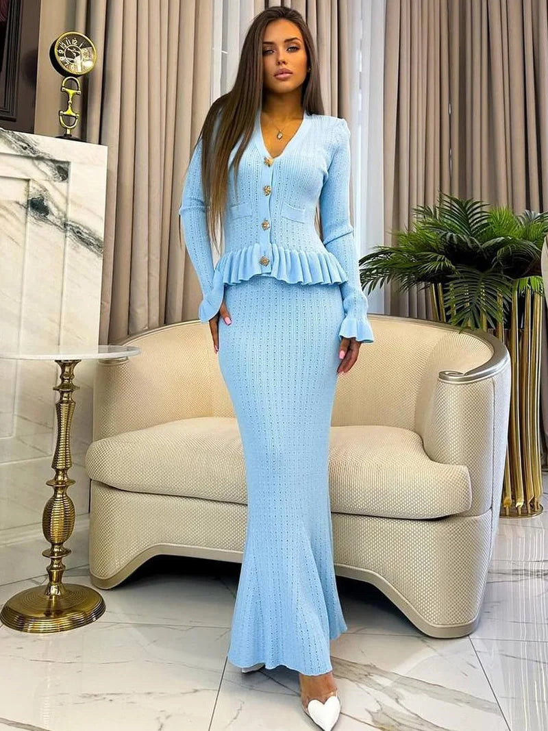 Women's Knitted Two-Piece Office Set