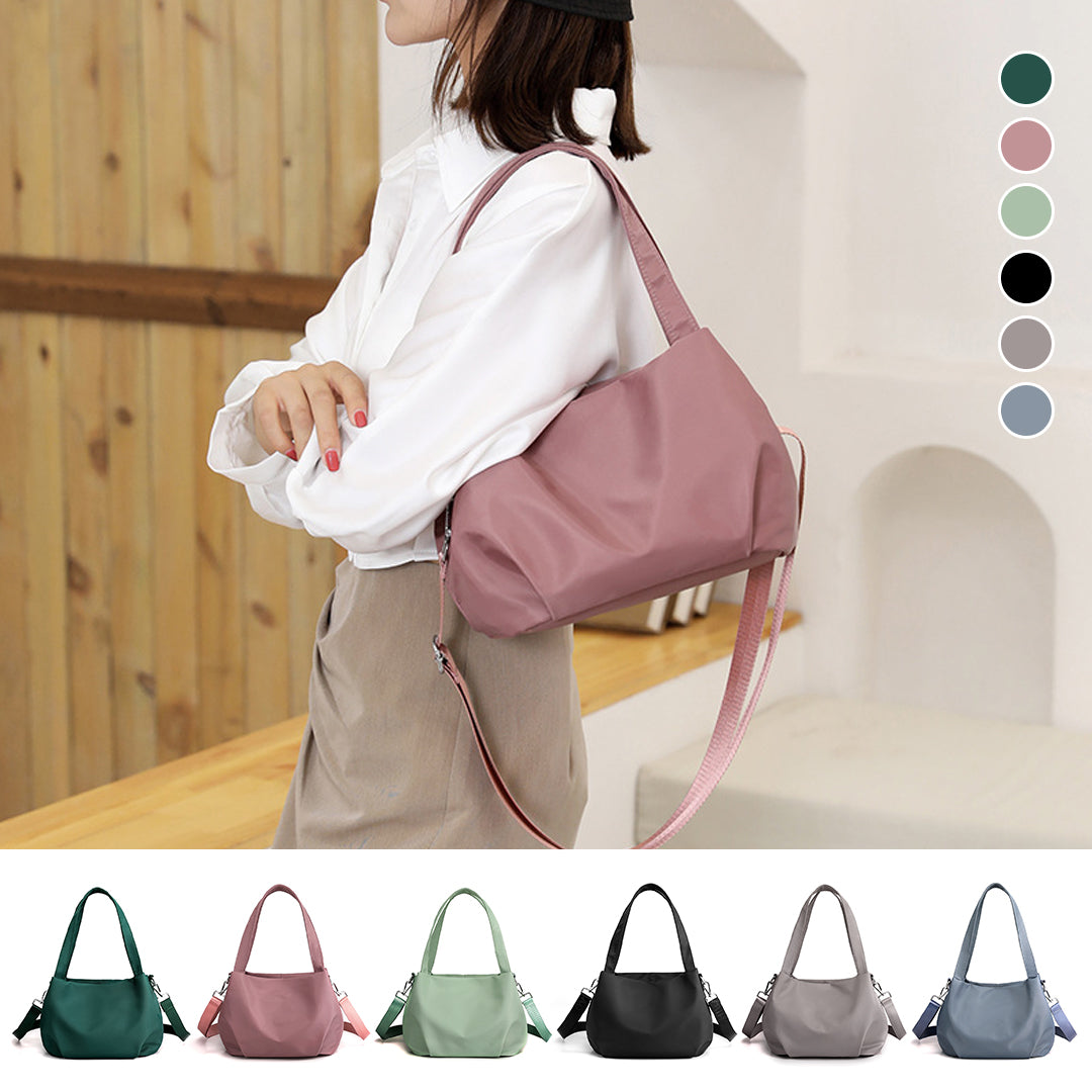 Women's waterproof nylon handbag styled as a casual everyday crossbody bag