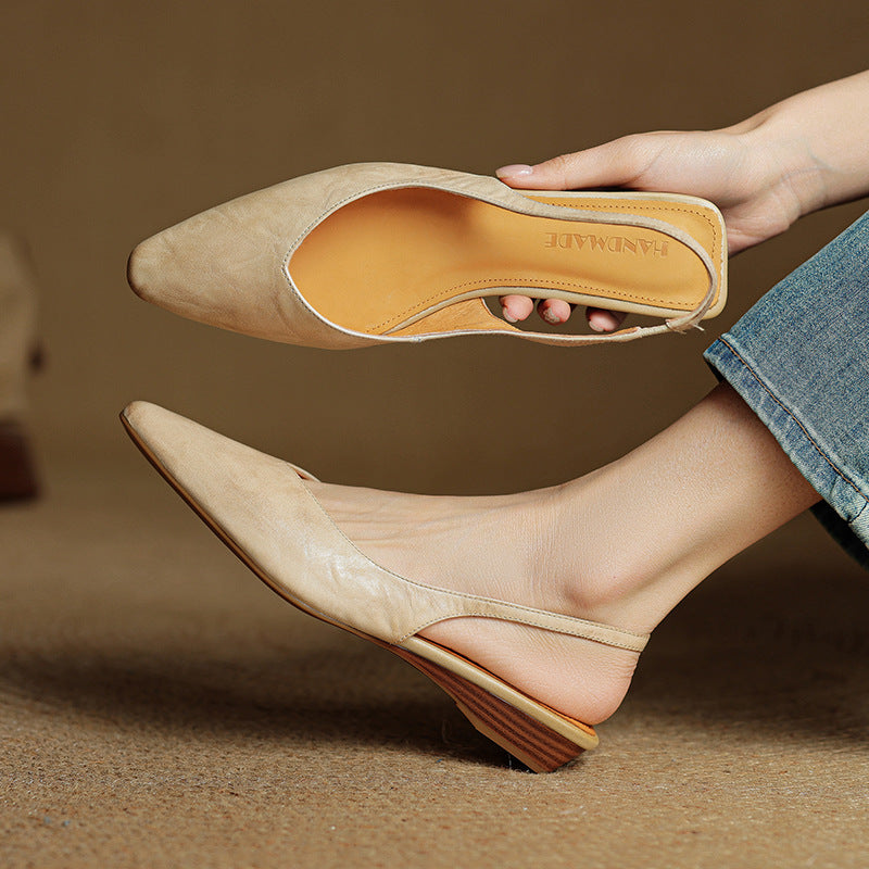 Genuine Leather Slingback Flats