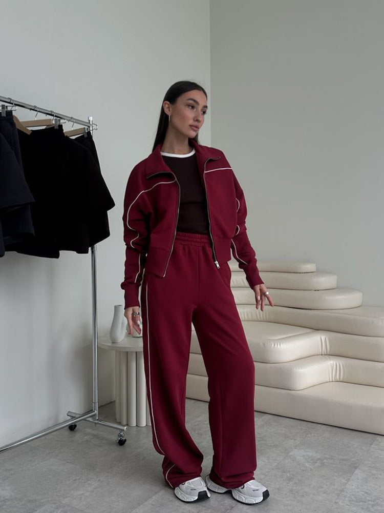 Women's Two-Piece Loungewear Set With Zip Jacket
