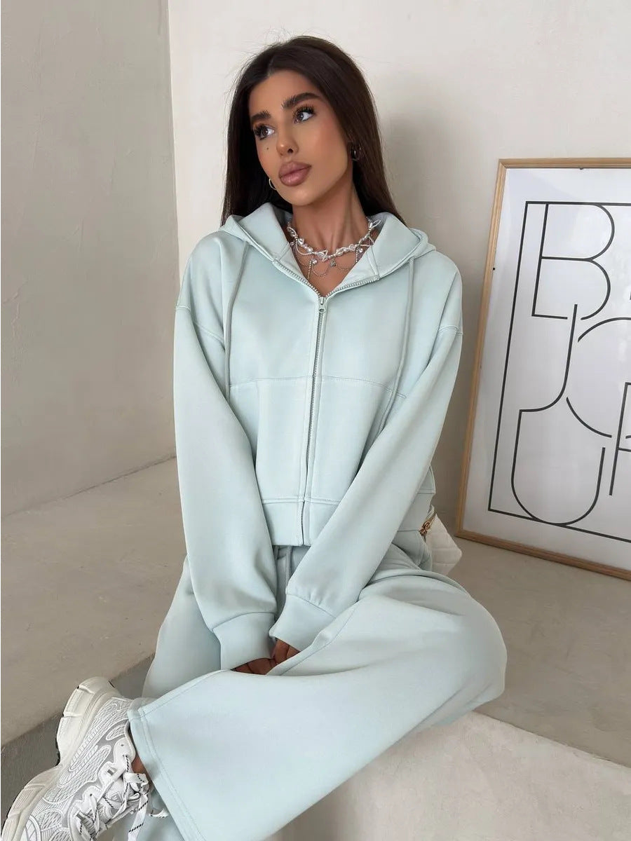 Women's Wide-Leg High-Waisted Lounge Pants With Pockets