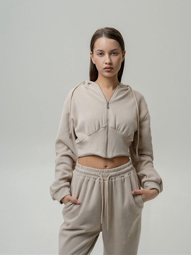 Women's Cropped Hoodie And Wide-Leg Lounge Set