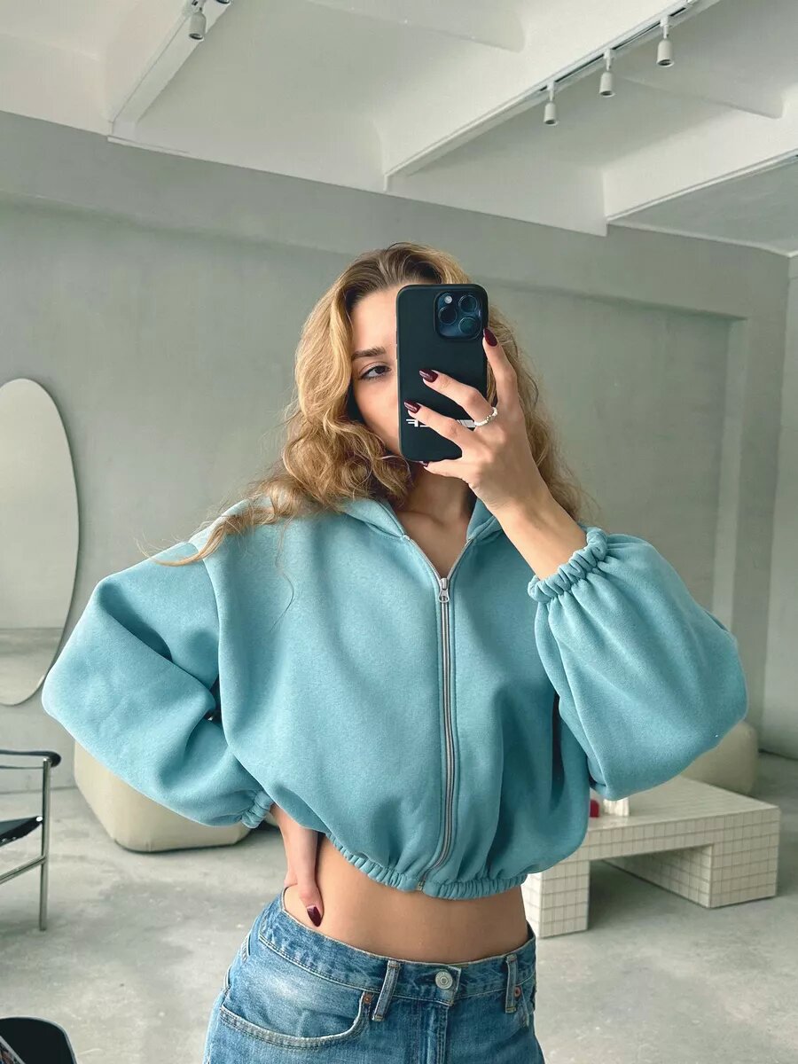 Women's Oversized Cropped Hooded Jacket