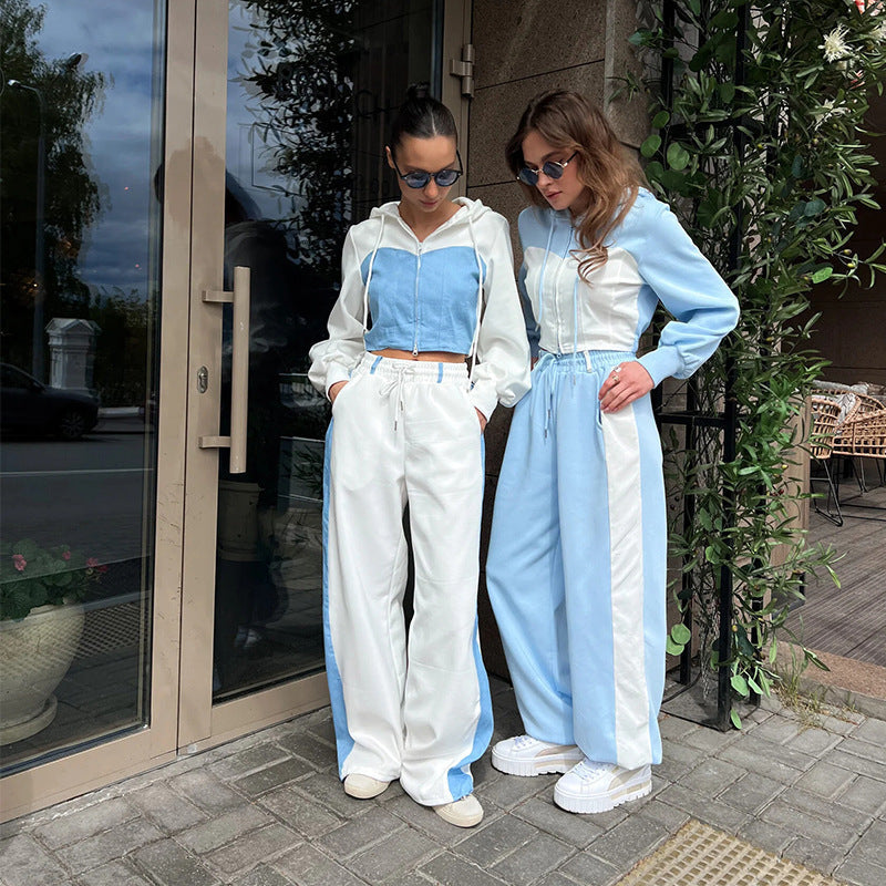 Women's cropped hoodie lounge set showing the full two-piece outfit