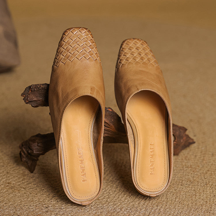 Cushioned insole inside a genuine leather mule