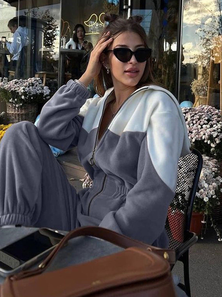Women's Cropped Zip Hoodie And Wide-Leg Lounge Set