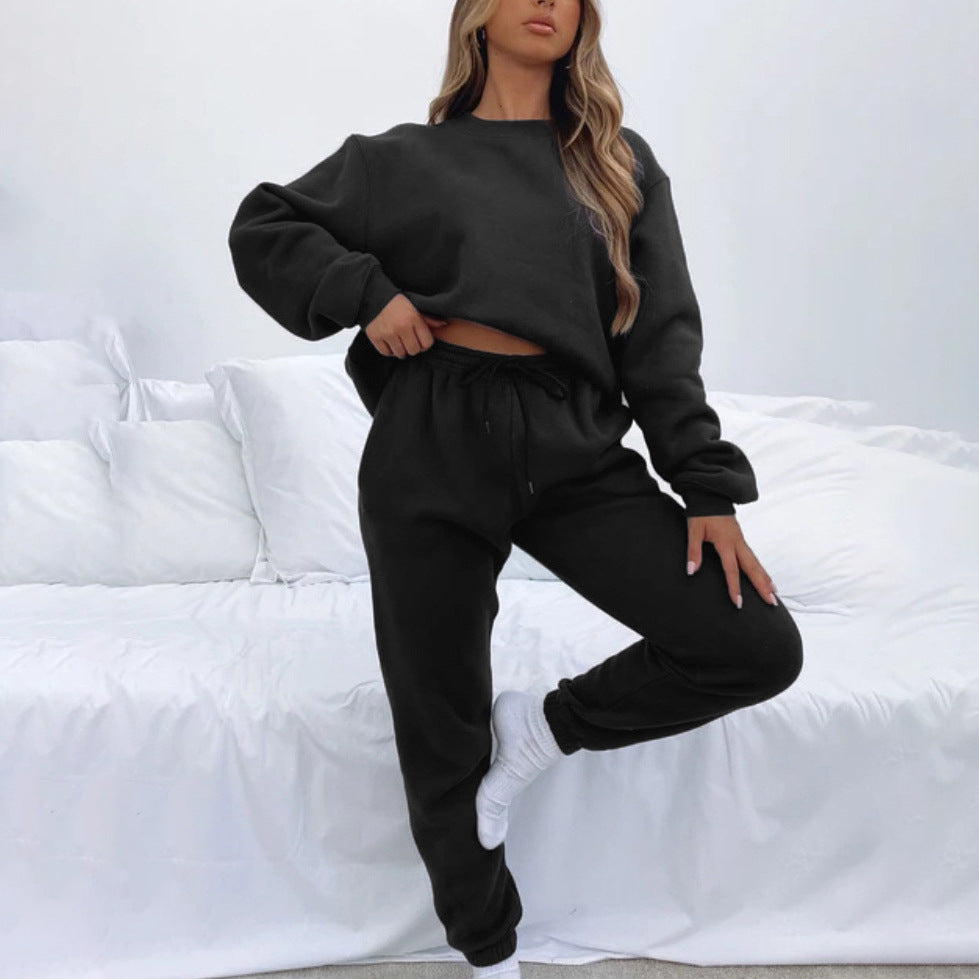 Soft fleece lounge set styled for comfortable everyday wear