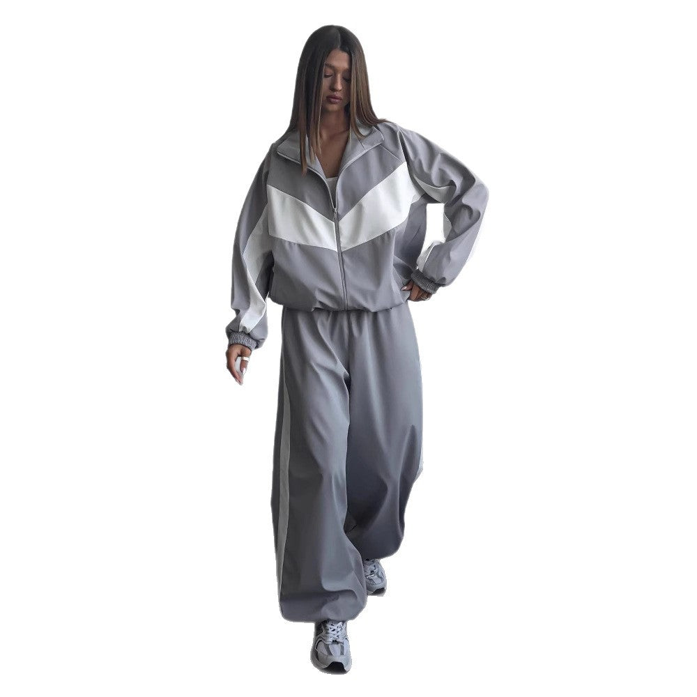 Full-length view of a women's casual tracksuit set