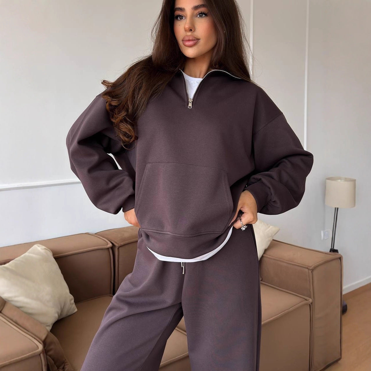 Hooded lounge pullover with a practical kangaroo pocket