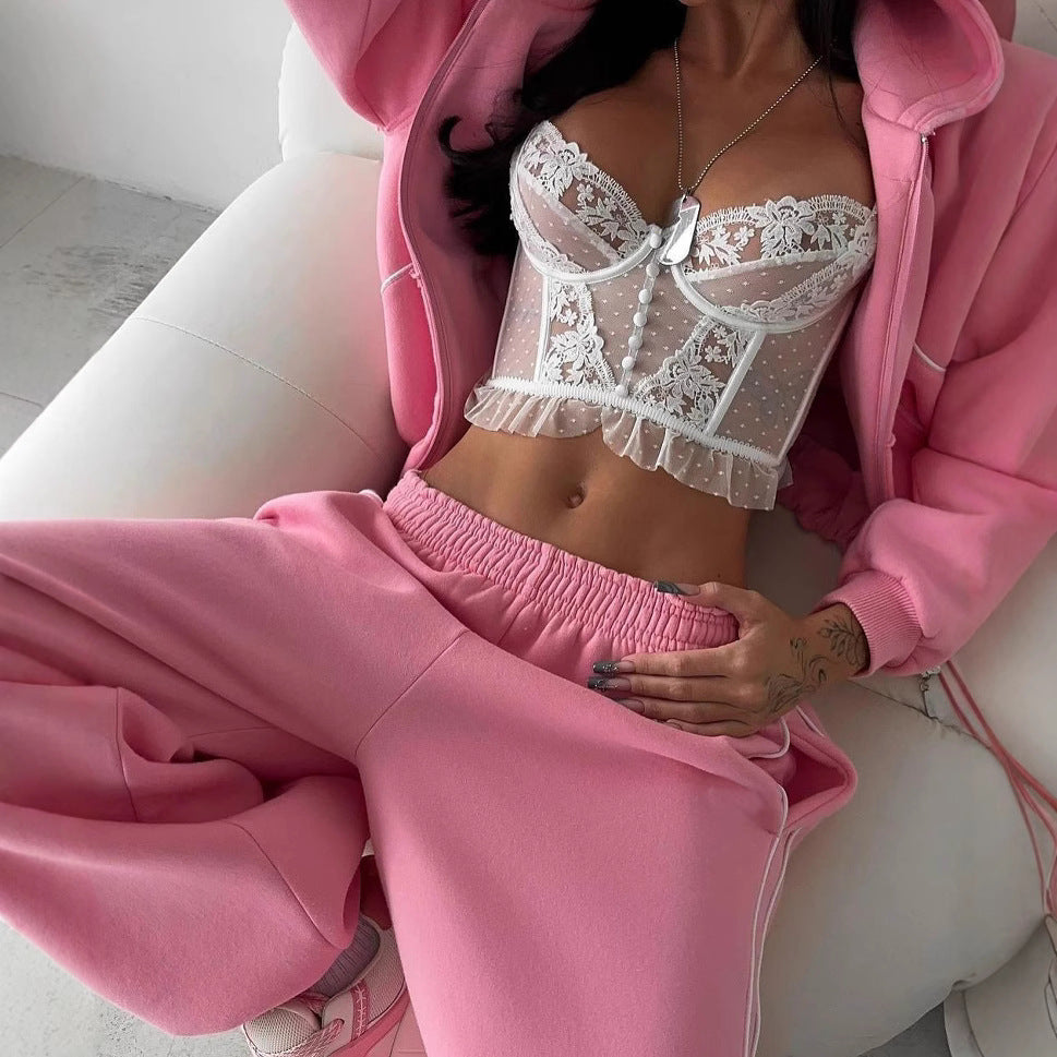 Relaxed two-piece tracksuit set for casual everyday wear