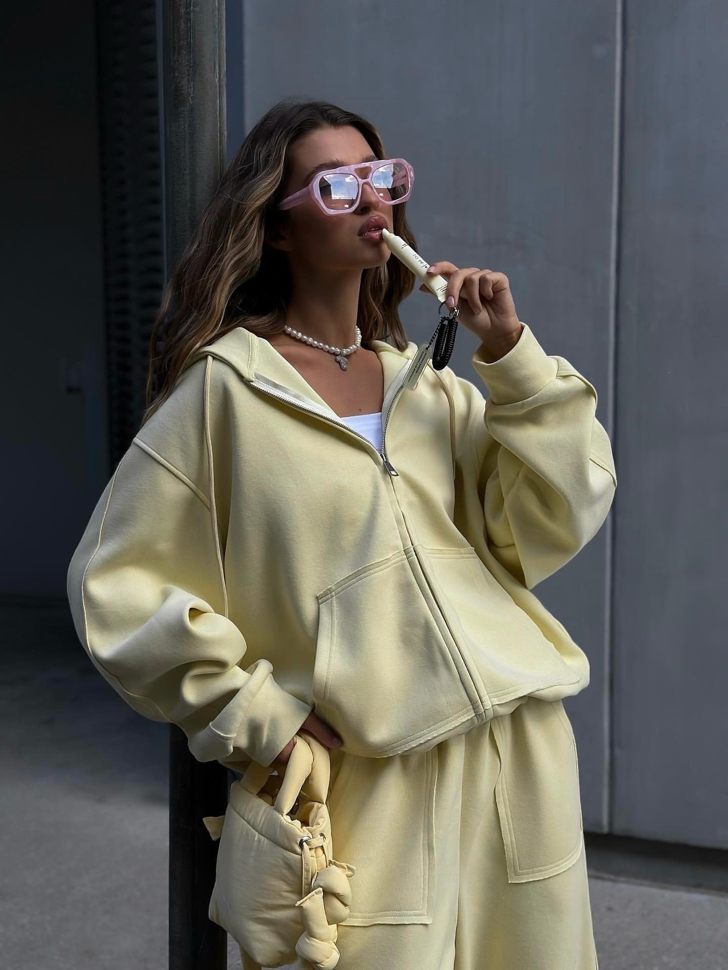 Women's casual zip-up hoodie jacket styled for everyday wear