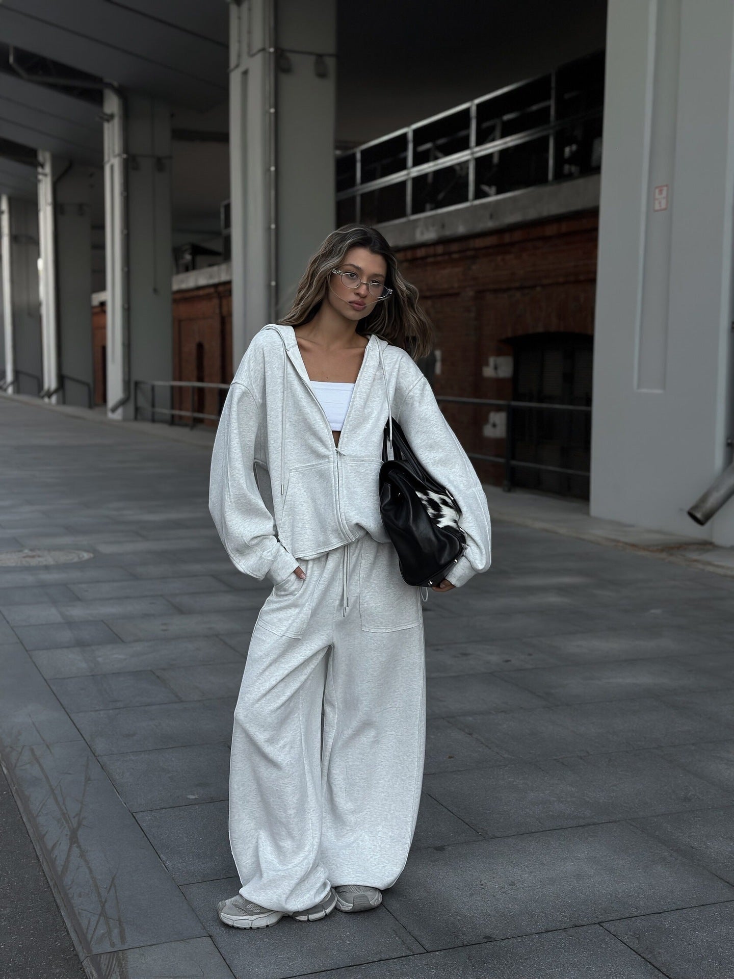 Close-up of the hood and zipper on a women's hoodie jacket
