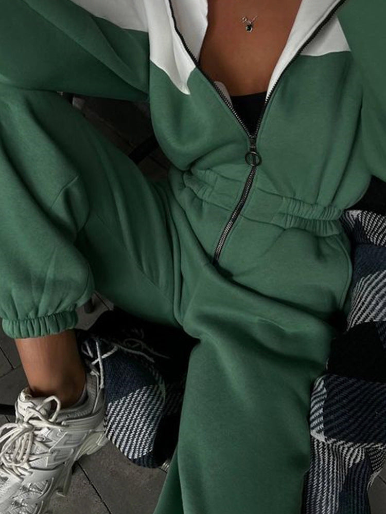 Women's Cropped Zip Hoodie And Wide-Leg Lounge Set
