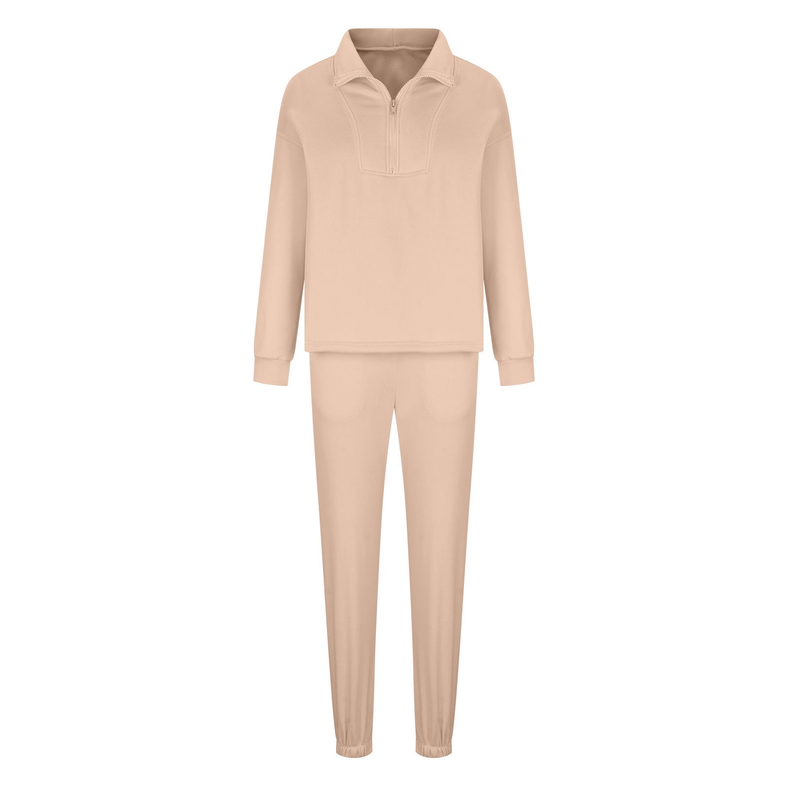 Women's loungewear set featuring a relaxed-fit half-zip top
