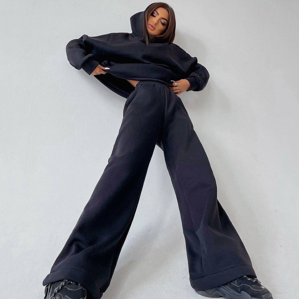 Women's Oversized Hoodie And Flare Pants Set