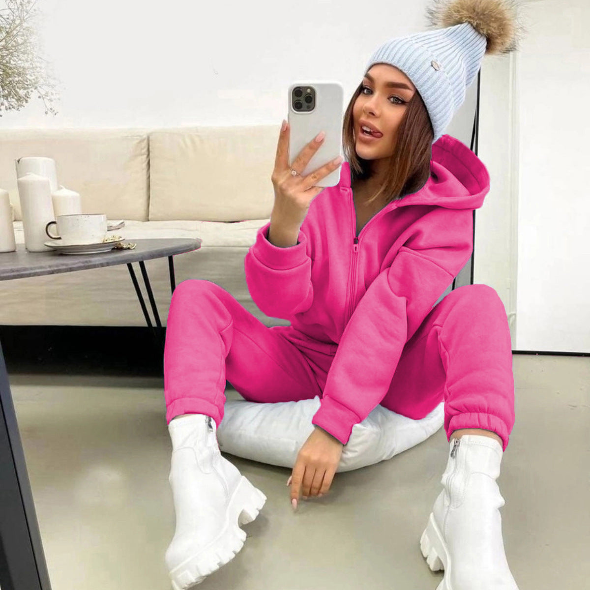 Women's Fleece-Lined Hoodie And Jogger Set