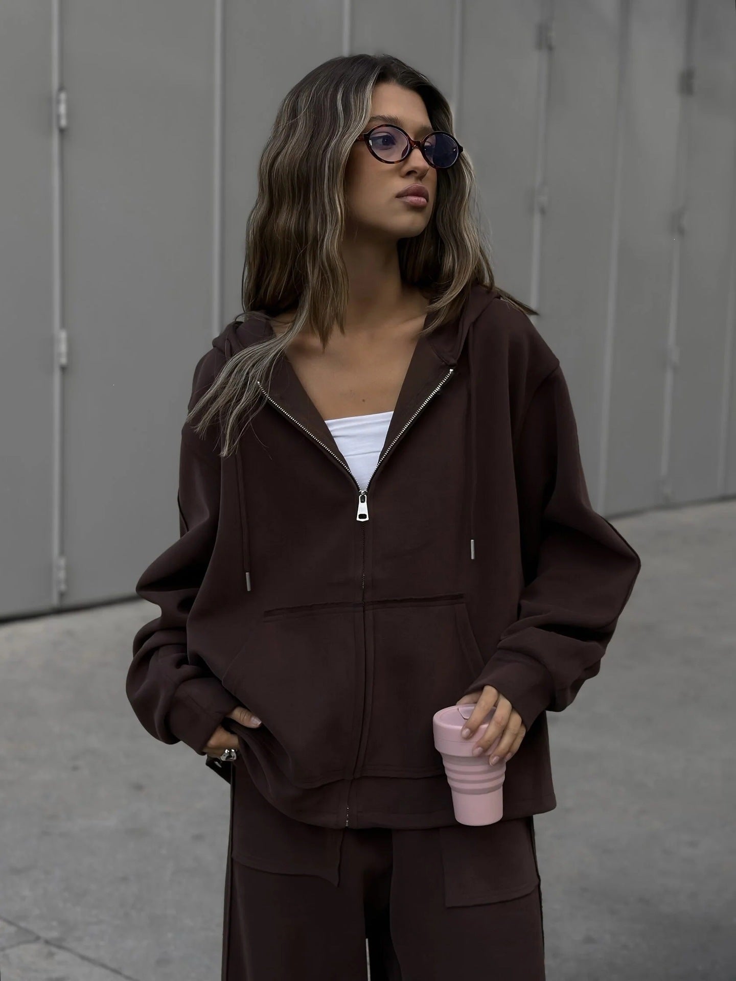 Women's Oversized Zip-Up Hoodie Jacket