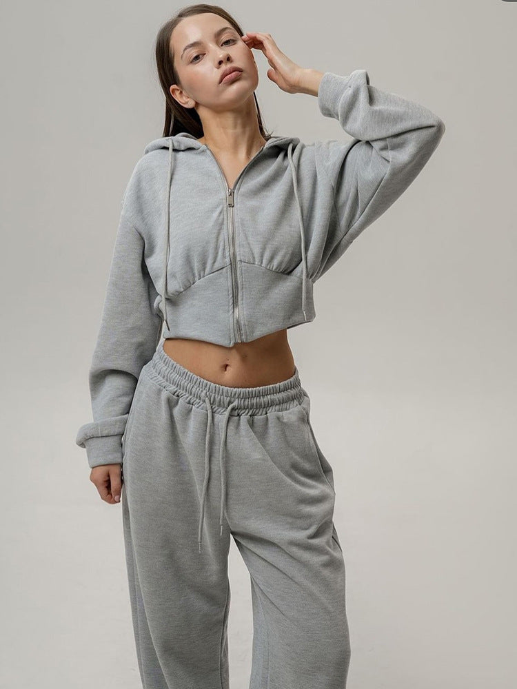 Women's Cropped Hoodie And Wide-Leg Lounge Set
