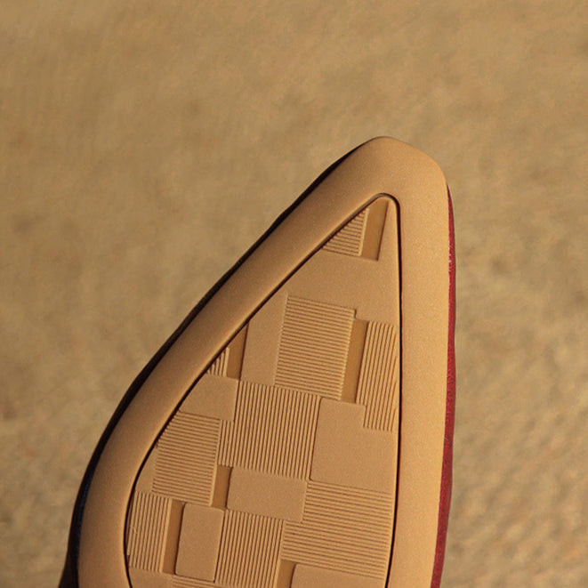 Close-up of the sole and heel on leather slingback flats