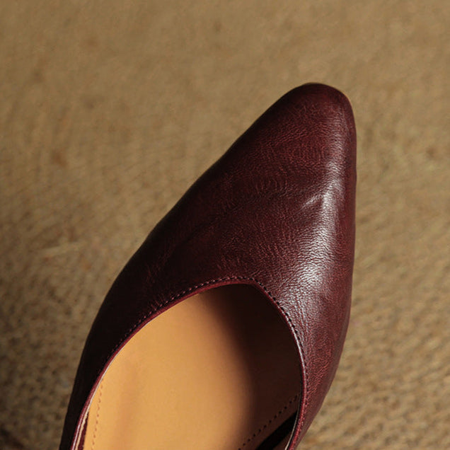 Top view showing the shape of genuine leather slingback flats