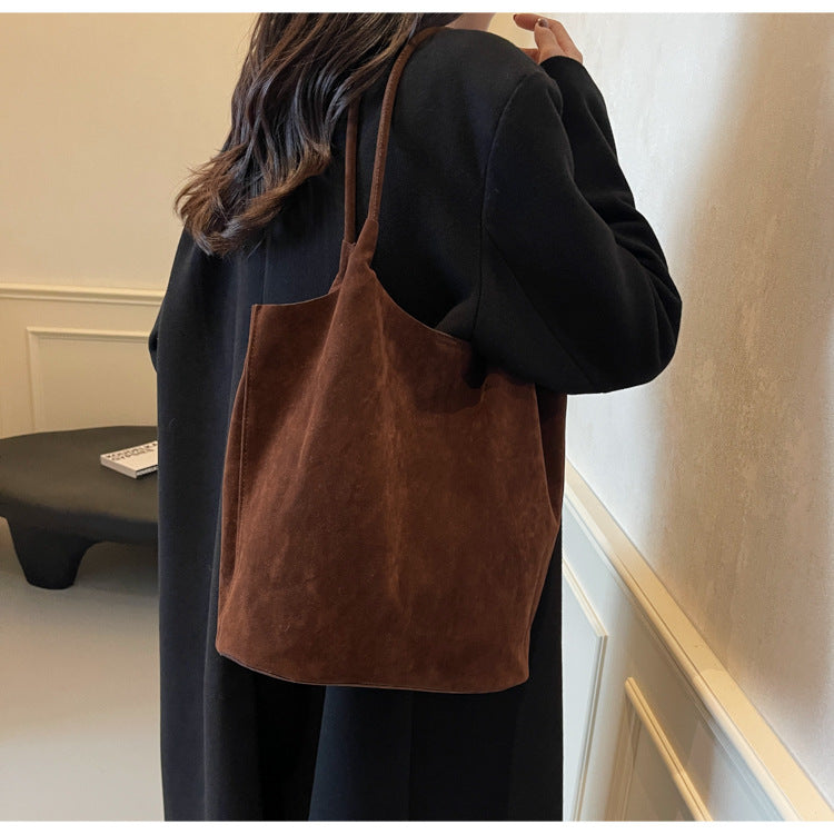 Retro Suede Shoulder Tote