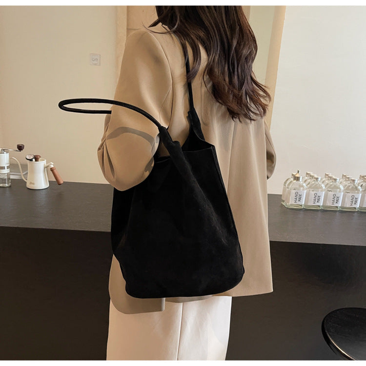 Retro Suede Shoulder Tote