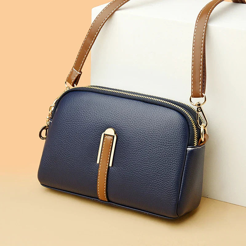 Back view of the faux leather handbag with detachable shoulder strap
