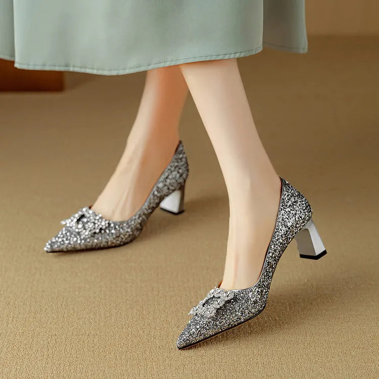 Women's Shiny Pumps With Medium Heels
