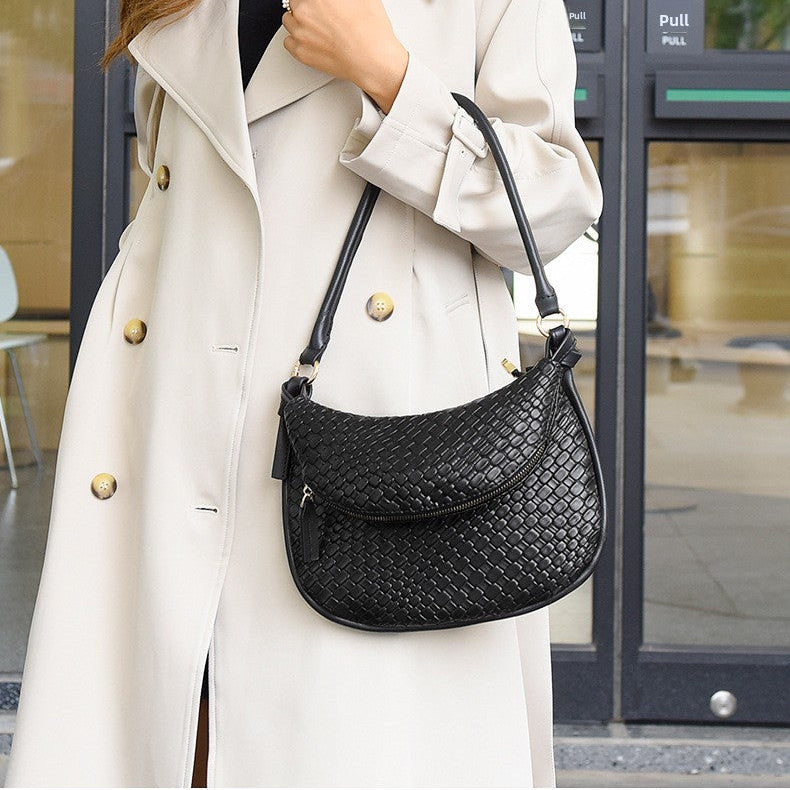 Double Layer Woven Shoulder Bag