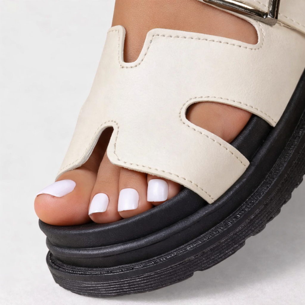 Pair of cushioned walking sandals shown from above